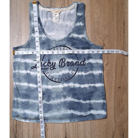 Lucky Brand Women's Blue Tie Dye Logo Racerback Tank Top Size XL - Picture 3 of 8